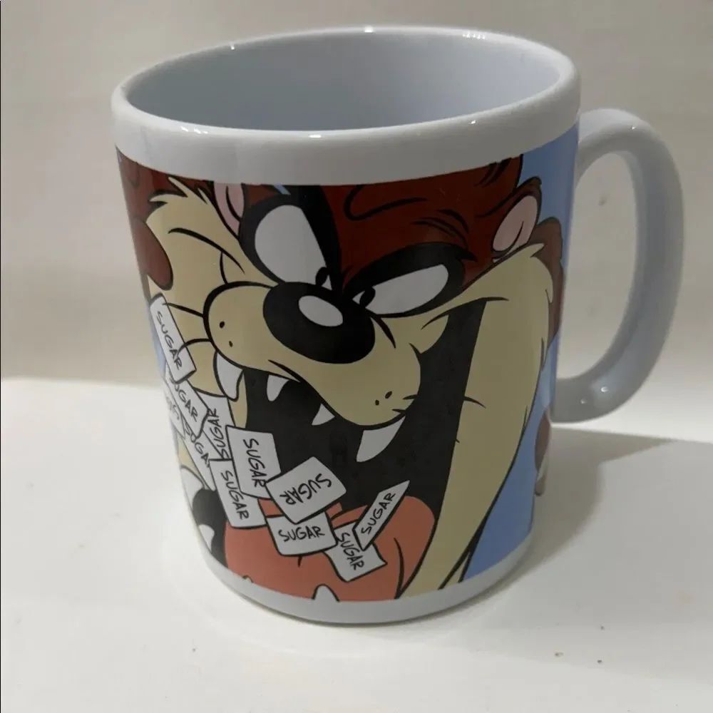 Warner Bros Studio Store Taz Blue White 24 Oz  Coffee Mug 5 In Tall 4 In Round